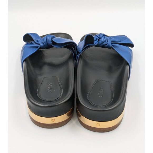 Chloé Emily Knotted Bow Leather Slide Flats Blue EU38 - Picture 3 of 10